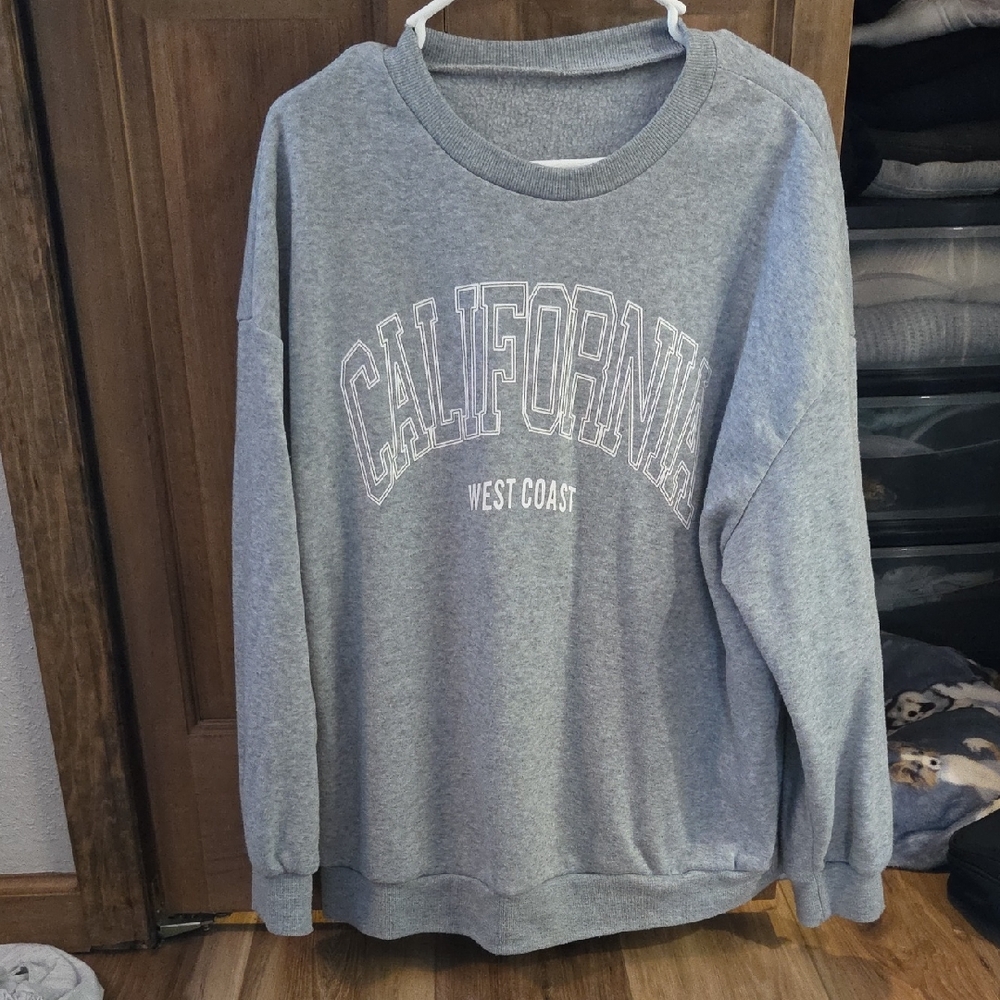 SHEIN Light Gray Fleece Sweatshirt